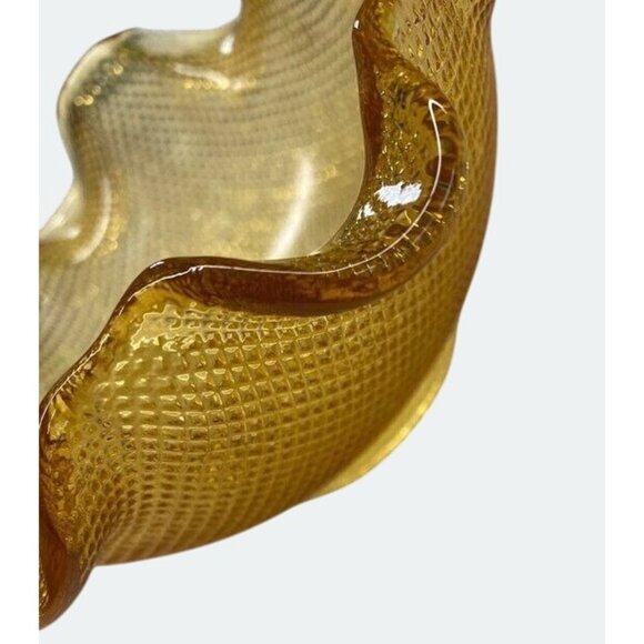 Amber Glass Ruffled Edge Bowl - Picture 3 of 6